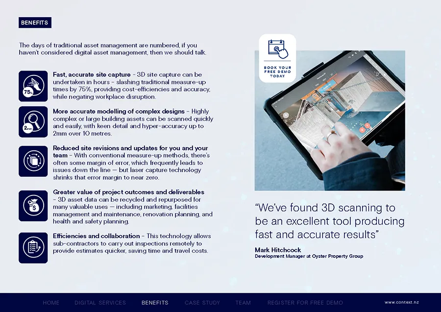 Page from the interactive PDF brochure — case-study layout.